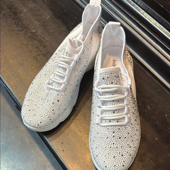 Fashion Nova Glittering Silver and White Women's Sneakers - Picture 2 of 7
